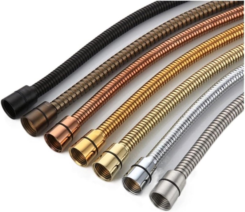 Shower Pipe, Black Shower Hose Bathroom Fitting Stainless Steel Soft Bath Tube 1.5 Meter Water Pipe Chrome,Burshed Gold,Grey Kindly(Color:, Size:150cm) ( Color : Brushed Gold Hose , Size : 150cm ) - Image 2