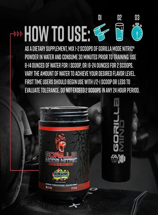 جوريلا_مايند مكمل ما قبل التمرين Gorilla Mode Nitric المُطوّر الخالي من المنبهات - أفضل مكمل ما قبل التمرين من حيث المذاق والفعالية / ضخ دموي هائل · توسيع الأوعية الدموية · قوة / 772 غرام (نكهة البرتقال المنعشة) - Image 4