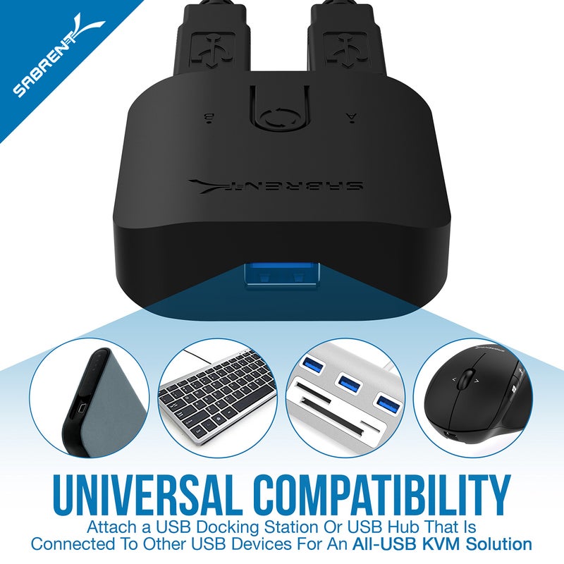 SABRENT USB 3.0 Sharing Switch for Multiple Computers and Peripherals LED Device Indicators (USB-SW30) Black - Image 5
