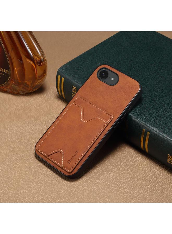 دينيور جراب لهاتف iPhone 16e D06 غطاء خلفي من البولي يوريثان مع حامل للبطاقات - Image 2