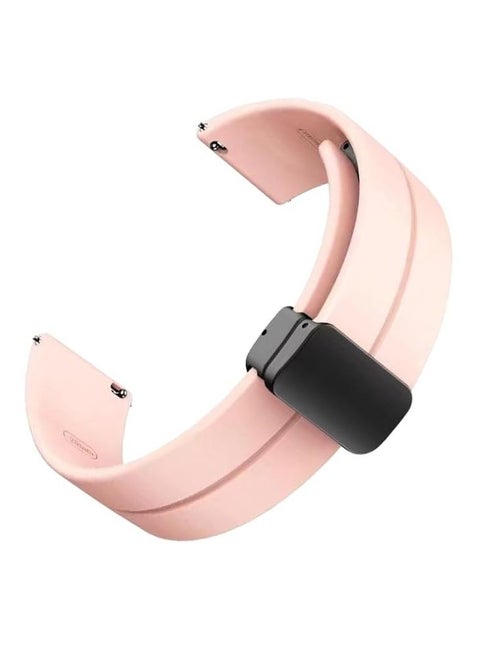حزام سيليكون مقاس 22 مم مع مشبك مغناطيسي قابل للطي لساعة Amazfit Bip 5 الذكية - وردي