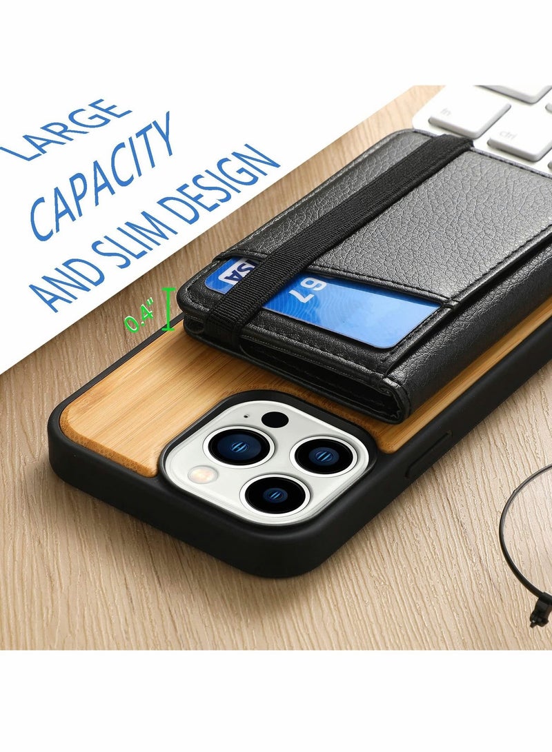 كابتن تيك Cell Phone Wallet Stick On for Phone Cases, 6 Credit Cards Holder Flip Leather Pocket for Smart Cellphones (iPhone/Android/Samsung Galaxy) - Image 3