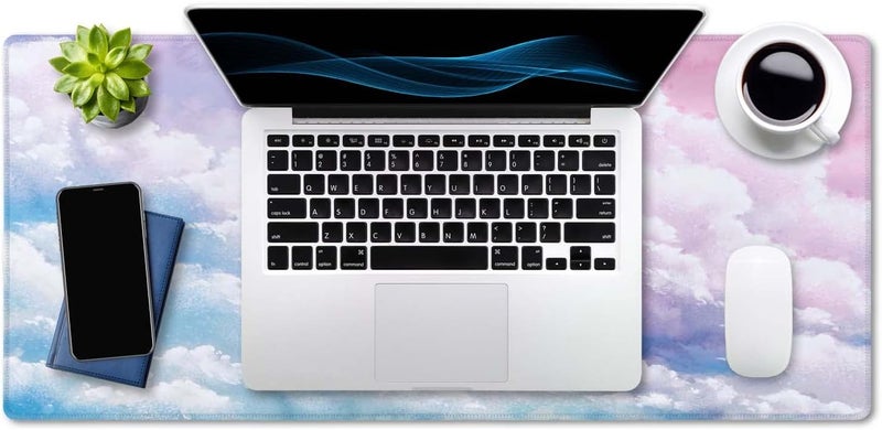 SSOIU Watercolor Pastel Sky Desk Mat, Cloud and Pink Sky Extended Mouse Pad, XXL Gaming Mouse Pad, 35.5x15.7inch - Image 4