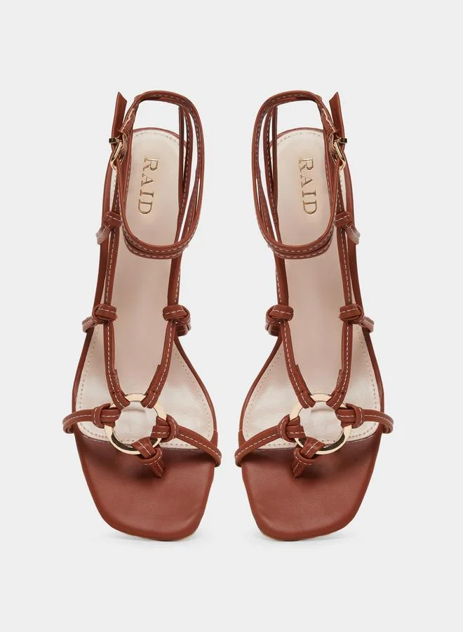 RAID Raid Danika Knot Tie-Up Sandals with Ring Detail