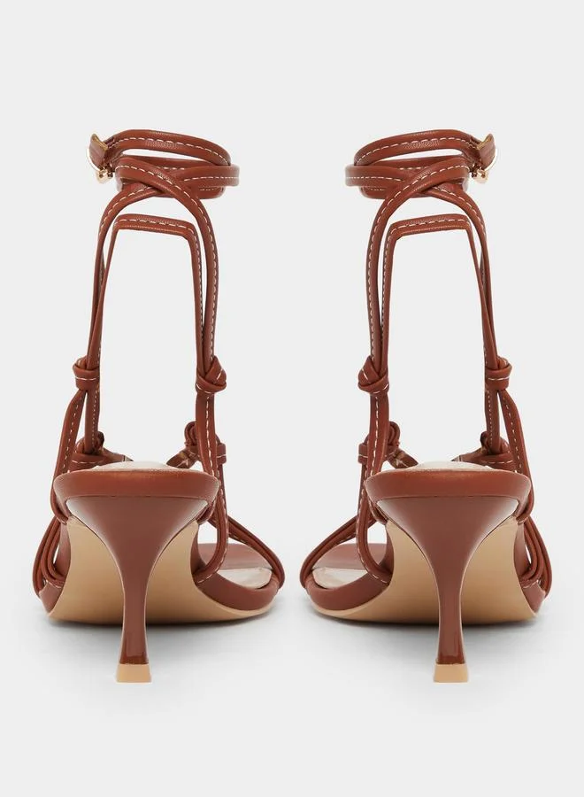 RAID Raid Danika Knot Tie-Up Sandals with Ring Detail