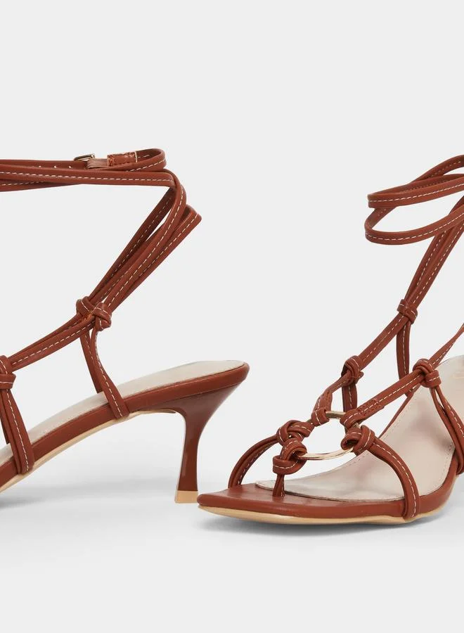 RAID Raid Danika Knot Tie-Up Sandals with Ring Detail