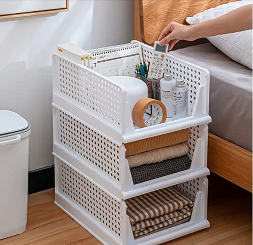 TASMAX Foldable Cloth Organisers For Cupboard, Wardrobe, Clothes, Dresses, Plastic, (Foldable Large Basket, 2 Pcs) Multicolor - Image 4