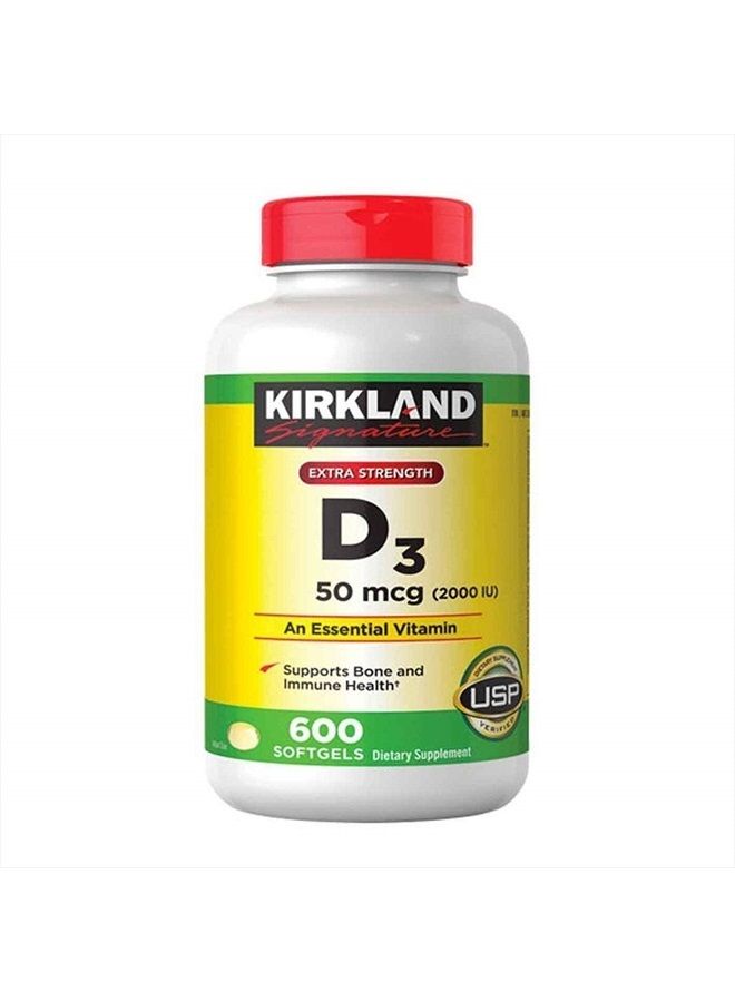 Kirkland Signature Maximum Strength Vitamin D3 2000 I.U. 600 Softgels, Bottle Personal Healthcare / Health Care  - Image 3