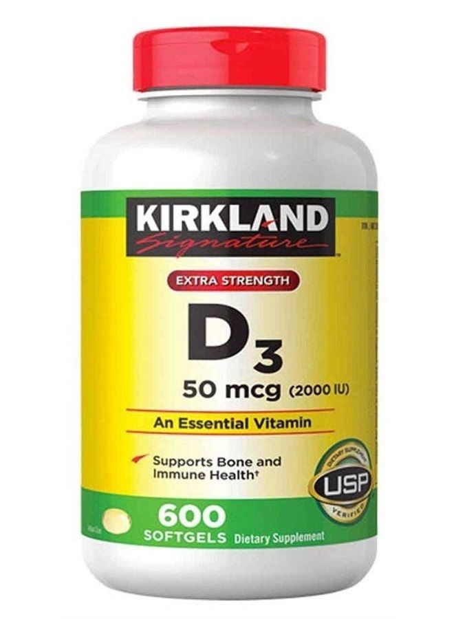 Kirkland Signature Maximum Strength Vitamin D3 2000 I.U. 600 Softgels, Bottle Personal Healthcare / Health Care  - Image 1