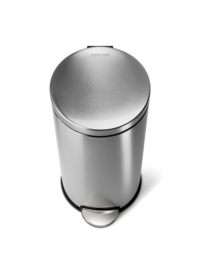 simplehuman سلة مهملات بسيطة إنسان سعة 30 لتر / 8 جالون دائرية مع دواسة، من الفولاذ المقاوم للصدأ المصقول، 15.1 × 12.4 × 25.6 بوصة - Image 3