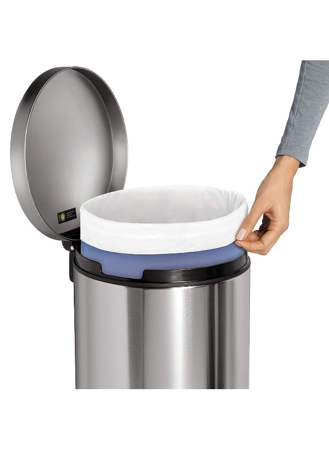 simplehuman سلة مهملات بسيطة إنسان سعة 30 لتر / 8 جالون دائرية مع دواسة، من الفولاذ المقاوم للصدأ المصقول، 15.1 × 12.4 × 25.6 بوصة - Image 5