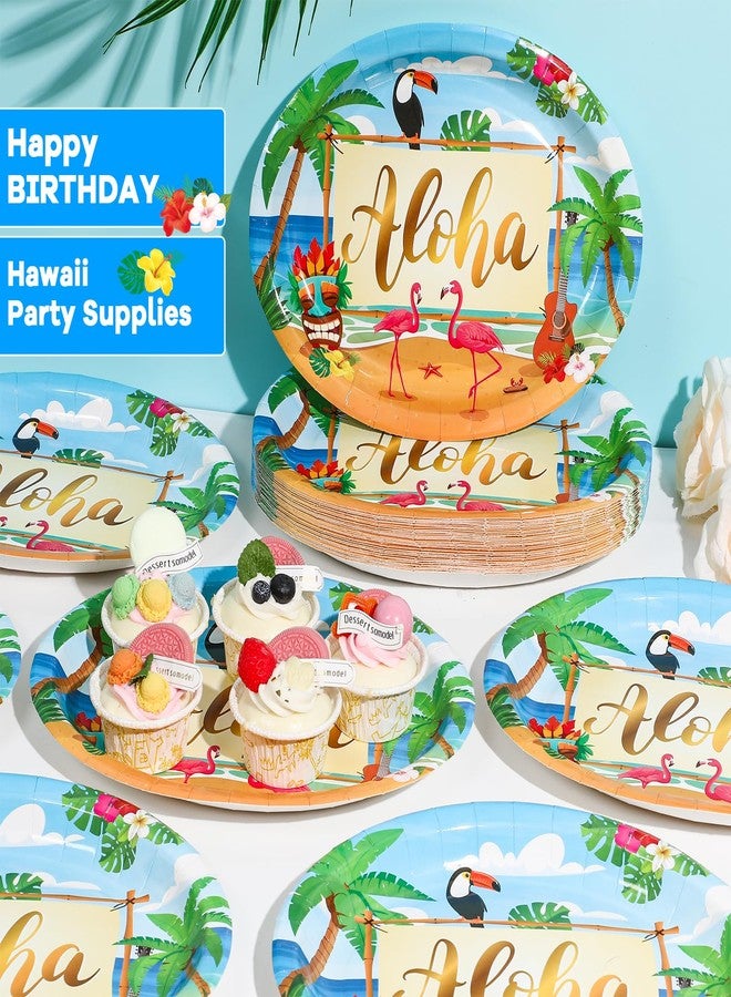 Lonfliness 50 PCS Hawaiian Luau Party Plates Decorations Supplies Large 11 Inch Summer Aloha Party Disposable Paper Plates Hawaii Tropical Heavy Duty Dish Tray for Summer Birthday Party Baby Shower - Image 4