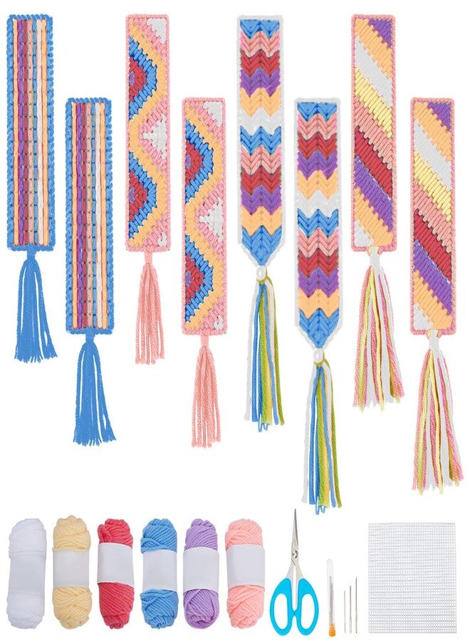FREEBLOSS 8set Plastic Canvas Bookmark Kit - Multicolor - 18 Count - Plastic Mesh - Needlepoint Patterned Canvas - Bookmark - Image 1