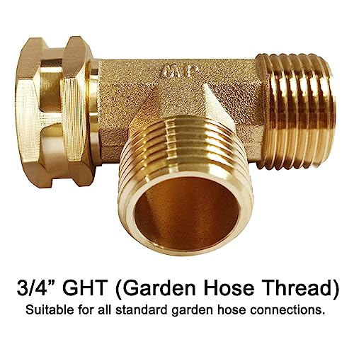 Joywayus Brass Swivel Pipe Fitting Tee - 3-Way Adapter, 3/4" GHT Female Male Male - Image 4
