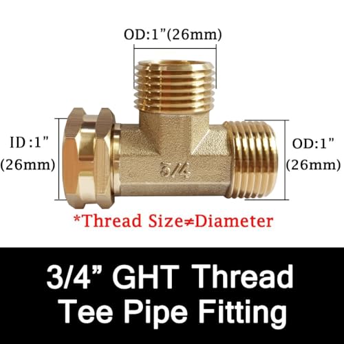 Joywayus Brass Swivel Pipe Fitting Tee - 3-Way Adapter, 3/4" GHT Female Male Male - Image 2