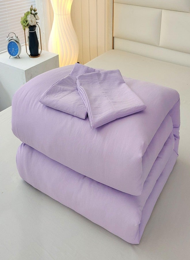 SDIII 3PCS Purple Twin Comforter Set with 2 Pillowcases, Brushed Microfiber Lavender Purple Comforter Twin Lightweight, Bedding Set All Season - Image 2