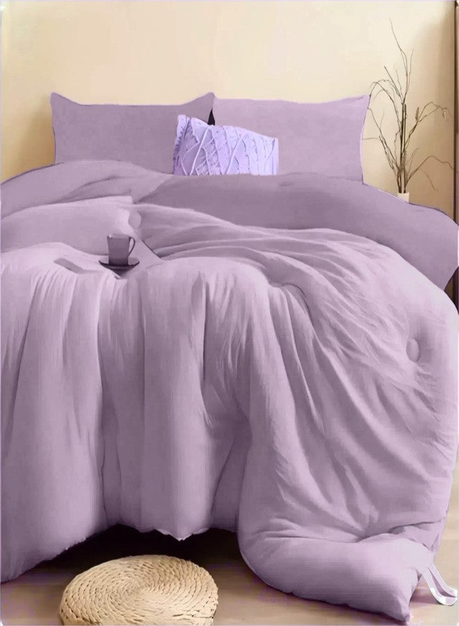 SDIII 3PCS Purple Twin Comforter Set with 2 Pillowcases, Brushed Microfiber Lavender Purple Comforter Twin Lightweight, Bedding Set All Season - Image 1