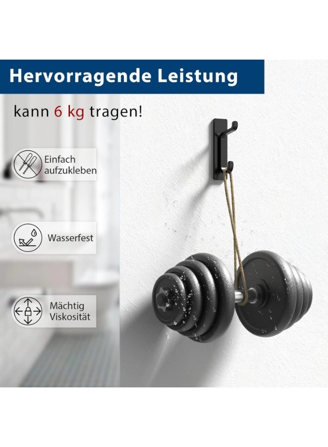 Beauenty Adhesive Hooks, Ultra Strong, Holds up to 6 kg, Metal Door Hooks, Towel Hooks, Rustproof, Self-Adhesive Hooks, Matte Black, Shower Hooks, No Drilling Required - Image 3