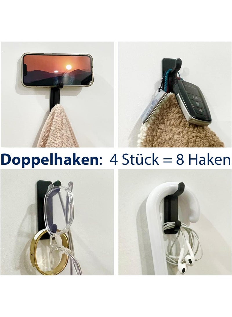 Beauenty Adhesive Hooks, Ultra Strong, Holds up to 6 kg, Metal Door Hooks, Towel Hooks, Rustproof, Self-Adhesive Hooks, Matte Black, Shower Hooks, No Drilling Required - Image 2