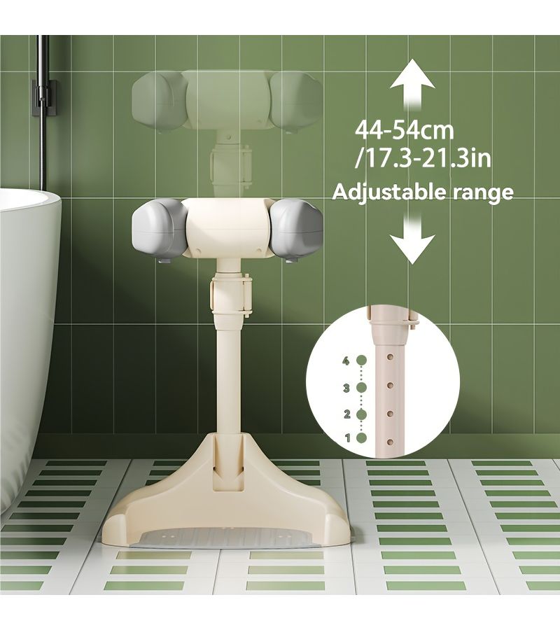 Khaki Foldable Height Adjustable Baby Bathtub Non Slip Standing Rack - Image 4