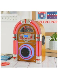 Steepletone Steepletone Jive Rock Sixty Retro Table Top Mini Jukebox with CD Player FM Radio Bluetooth USB/SB MP3 Playback 7 Color Changing LED Lighting Modes  - Image 2