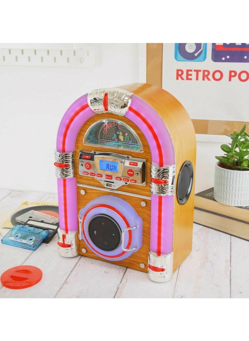 Steepletone - Steepletone Jive Rock Sixty Retro Table Top Mini Jukebox with CD Player FM Radio Bluetooth USB/SB MP3 Playback 7 Color Changing LED Lighting Modes - Image 1