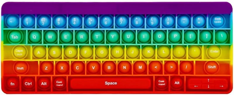 Fetinar Push Toy Pop Bubble Fidget Sensory Toys Push It Pop Fidget Toys Rainbow Keyboard Shape, Pop Silicone Popper Toy Anxiety Stress Reliever Relief Autism Learning Materials Game Gift for Kids (Rainbow) - Image 1
