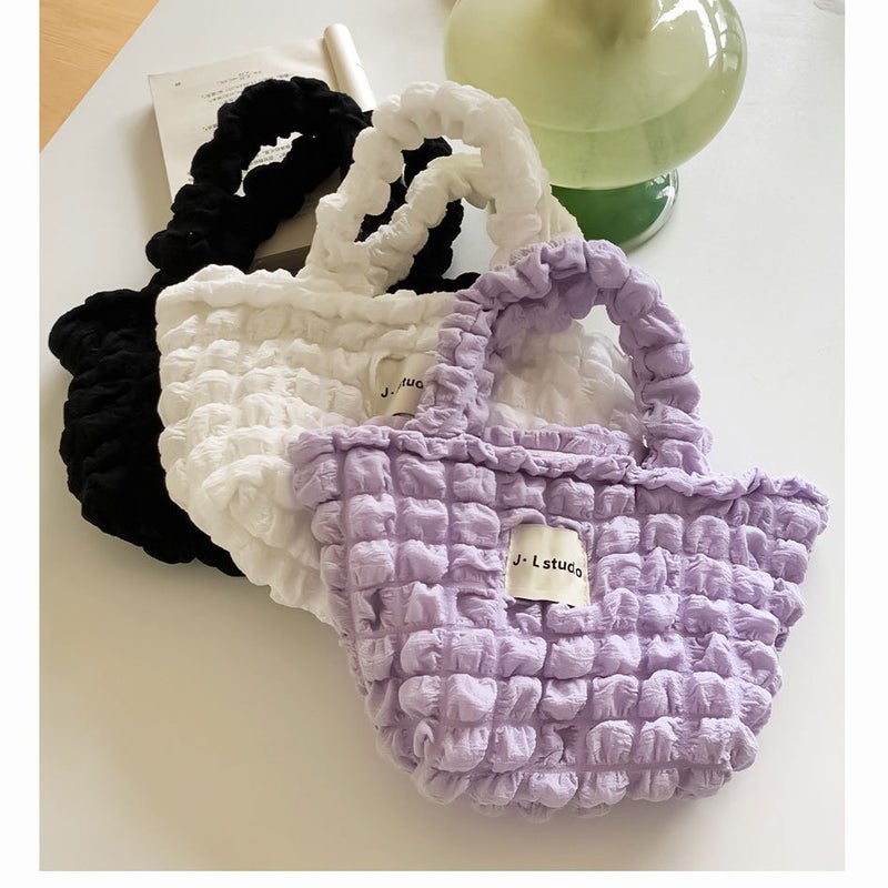 South Korea Ins Girl Heart Pleated Bubble Bag Underarm Bag Portable Small Fresh Bag Women'S Large Capacity - Image 4