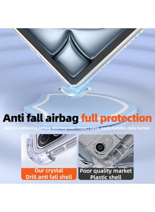 Case for iPad Air 13 Inch M4/M3/M2(2026/2025/2024) with Pencil Holder Clear Back,Trifold & 6-in-1 Y fold Stand, Smart Cover iPad 13 Air M4 M3 M2 Case with Transparent Back, Supports Touch ID, Auto Wake/Sleep,Grey - view 5