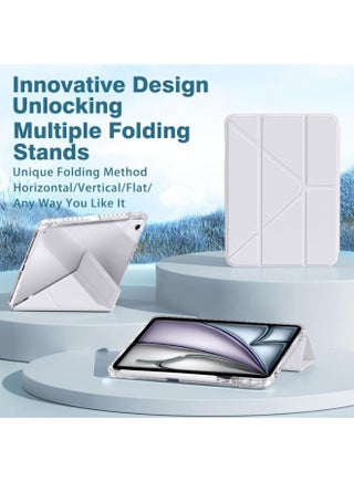 Case for iPad Air 13 Inch M4/M3/M2(2026/2025/2024) with Pencil Holder Clear Back,Trifold & 6-in-1 Y fold Stand, Smart Cover iPad 13 Air M4 M3 M2 Case with Transparent Back, Supports Touch ID, Auto Wake/Sleep,Grey - view 3