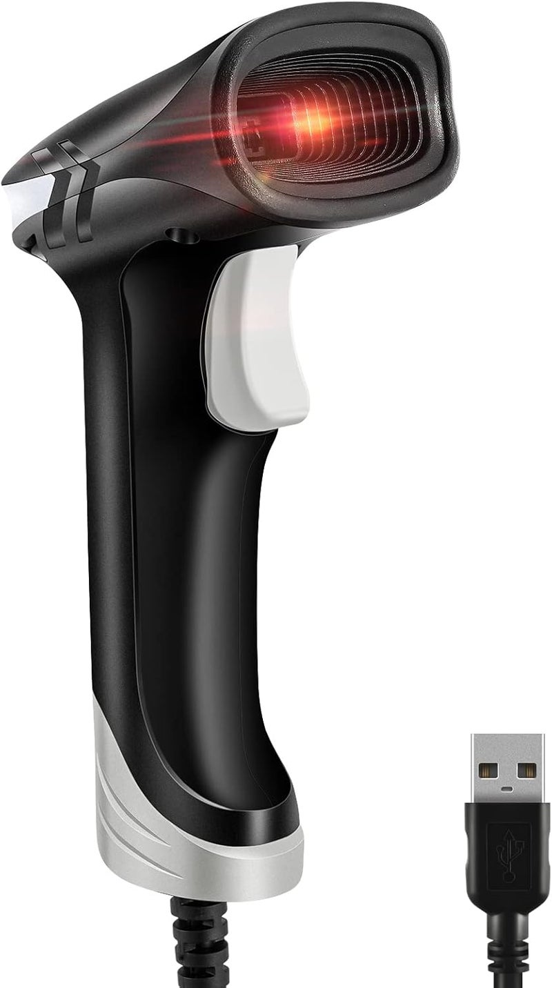 JRHC 2D Barcode Scanner, Handheld Wired 1D Bar Code Scanner Dustproof Shockproof Waterproof Plug and Play Fast Automatic Barcode Reader for Mobile Payment, Pos System, Supermarket Inventory Management - Image 1