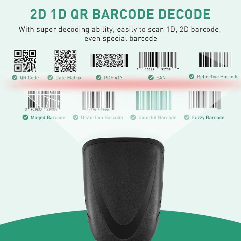 JRHC 2D Barcode Scanner, Handheld Wired 1D Bar Code Scanner Dustproof Shockproof Waterproof Plug and Play Fast Automatic Barcode Reader for Mobile Payment, Pos System, Supermarket Inventory Management - Image 4