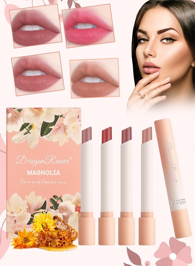 Dragon Ranee 4Pcs Matte Lipstick Set Moisture Lip Glossy Waterproof Long Lasting Lip liner Set Lipstick for Women Makeup  - Image 1