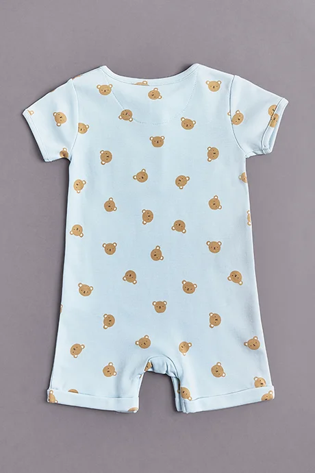 أر أند بي Printed Rompers with Crew Neck and Short Sleeves