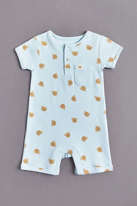 أر أند بي Printed Rompers with Crew Neck and Short Sleeves