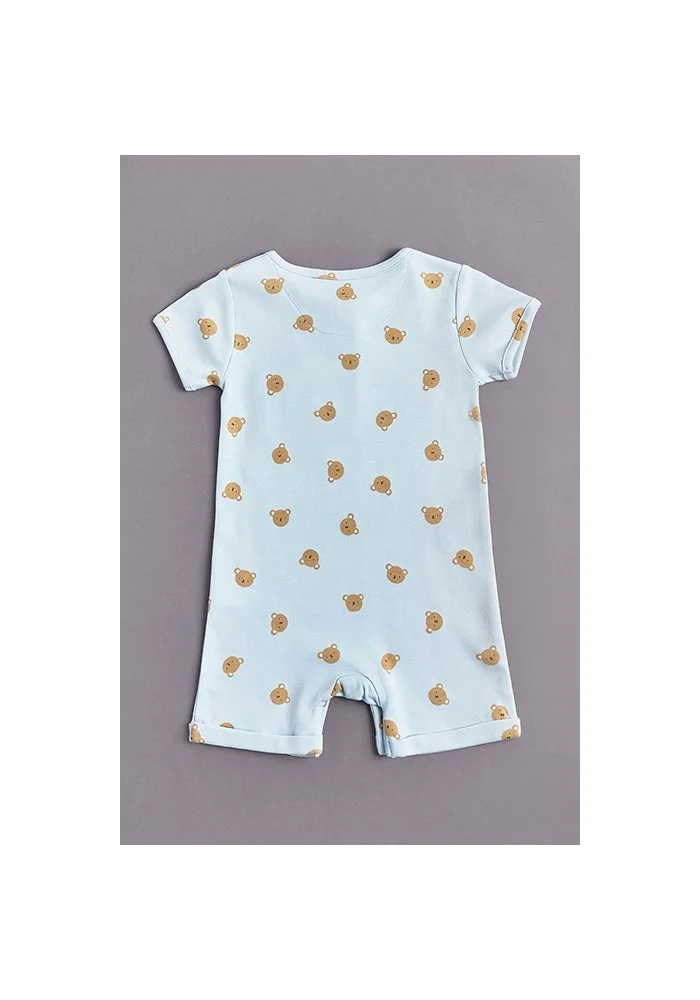 R&b Printed Rompers with Crew Neck and Short Sleeves