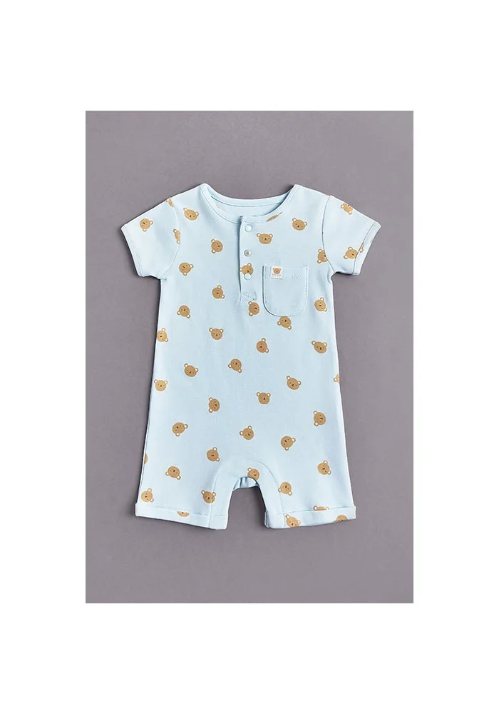 R&b Printed Rompers with Crew Neck and Short Sleeves