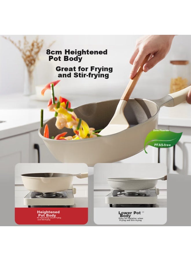Redchef Red Kitchen Titanium Non-stick Wok, Flat Bottom Frying Pan, Ceramic Home Cooking Pan, Compatible With Induction And Gas Stoves, Low 26cm - Image 5