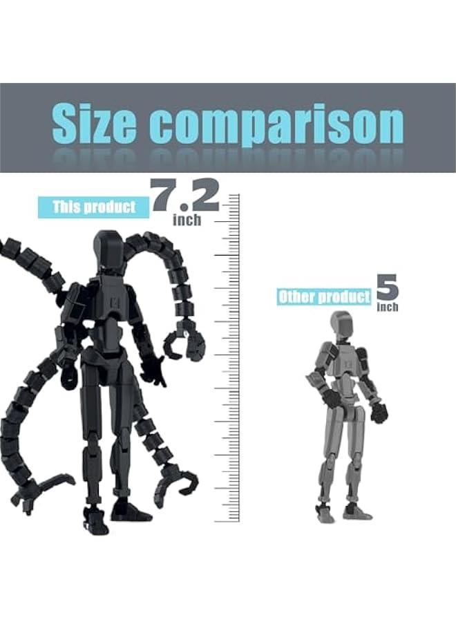 Assembly Completed 7.2inch T13 Action Figure 3D Printed Multi-Jointed Movable T13 Lucky 13 Dummy 13 Nova 13 Robot 13 Action Figure Desktop Decorations for Game Lovers (Black2) - Image 2