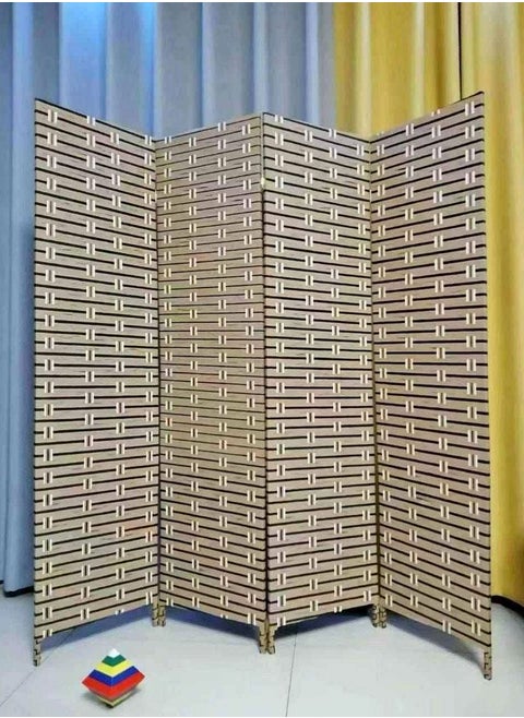 Room Devider Wooden Frame with Rattan Room Partition Multicolour