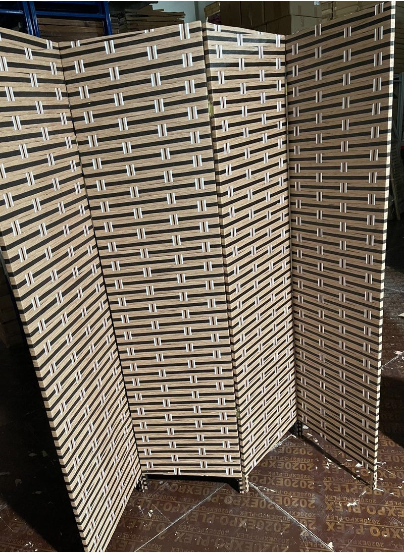 Room Devider Wooden Frame with Rattan Room Partition Multicolour