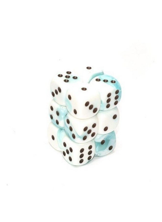 Chessex - Dice D6 Sets: Gemini Teal & White With Black 16Mm Six Sided Die (12) Block Of Dice - Image 1