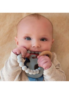 Nuby Natural Wood & Silicone Teether Ring: 3 M+, Elephant, Gray  - Image 1
