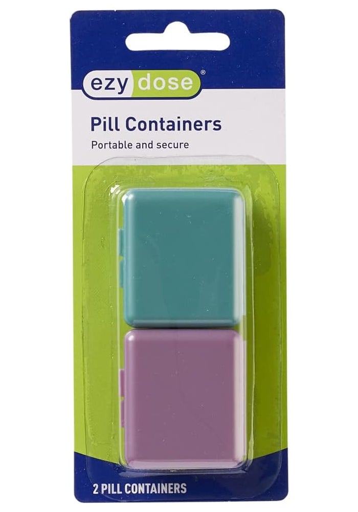 EZY DOSE Daily Travel Pocket Pharmacy Pill Organizer - Compact 2-Pack Vitamin Container, BPA Free - Image 1