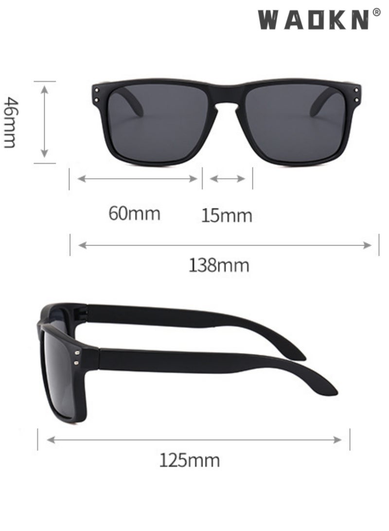 WAOKN Polarized Aviator Sunglasses for Men Women,Classic Square Sports Sun Glasses Driving,UV400 Protection Sun Glasses TR Fashion Anti-Glare Sun Shades for Driving,Fishing,Traveling，Black - Image 5
