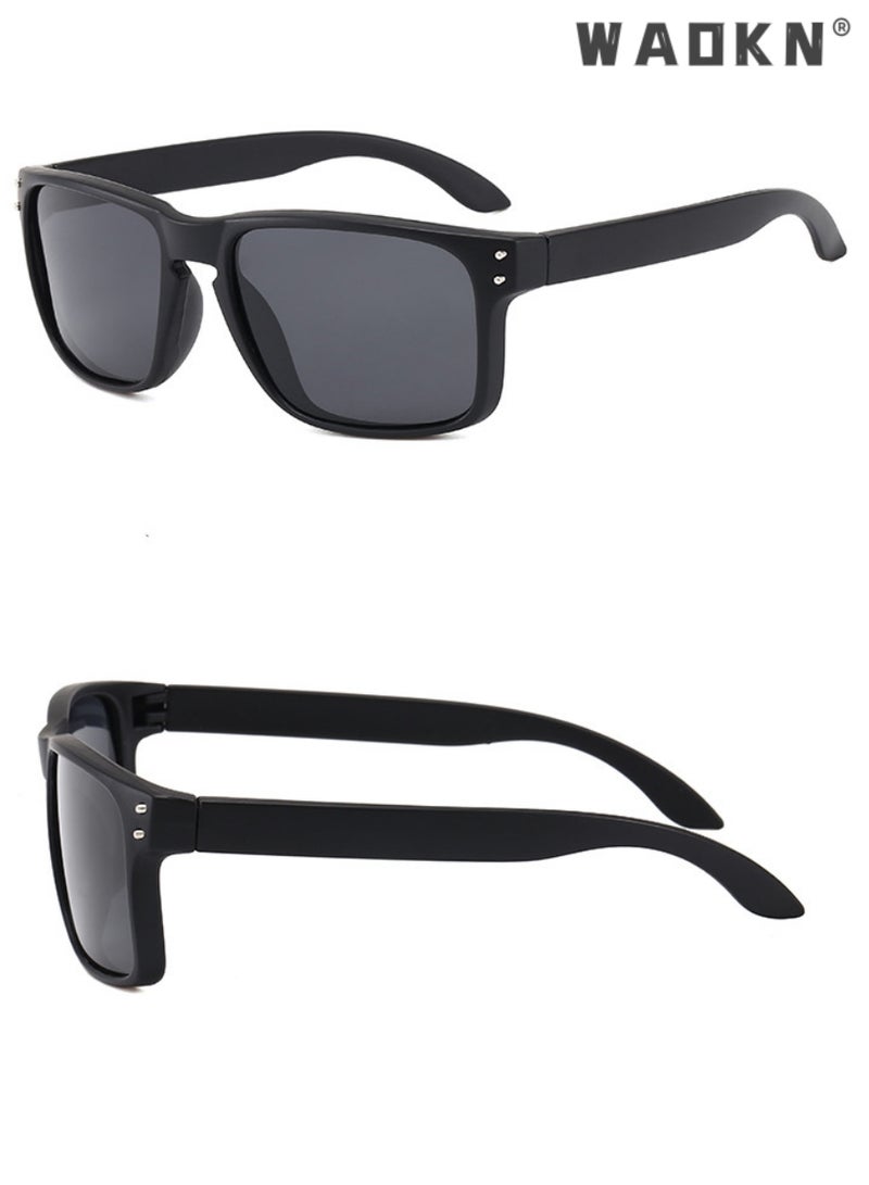 WAOKN Polarized Aviator Sunglasses for Men Women,Classic Square Sports Sun Glasses Driving,UV400 Protection Sun Glasses TR Fashion Anti-Glare Sun Shades for Driving,Fishing,Traveling，Black - Image 2