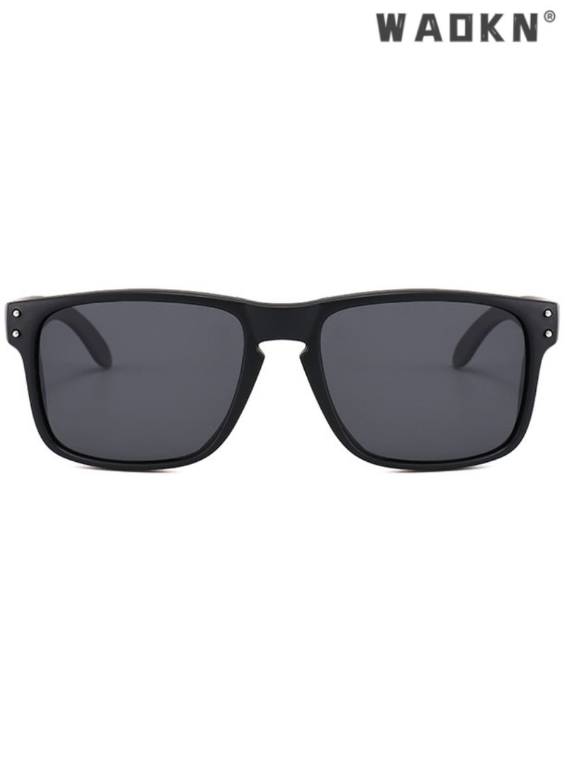 WAOKN Polarized Aviator Sunglasses for Men Women,Classic Square Sports Sun Glasses Driving,UV400 Protection Sun Glasses TR Fashion Anti-Glare Sun Shades for Driving,Fishing,Traveling，Black - Image 3