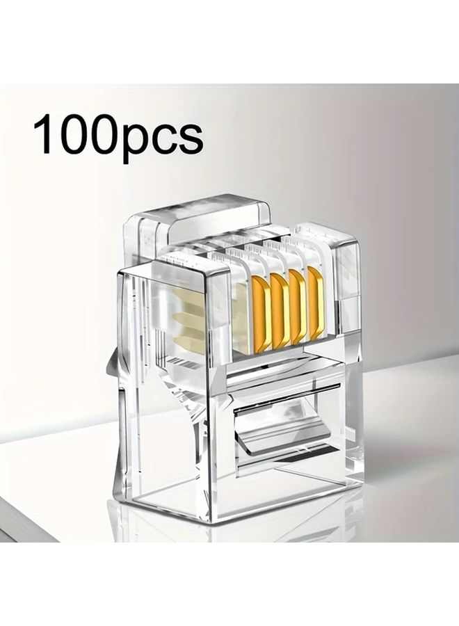 50pcs RJ11 6P4C Telephone Cable Connectors Gold Plated Anti Oxidation Thickened - Image 3