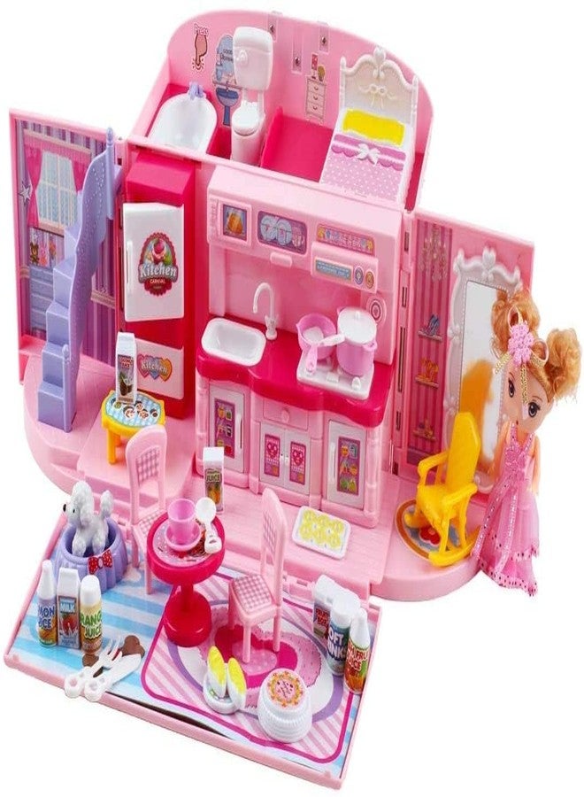 deAO Doll Houses Portable Backpack for Girls with Doll Toy House with Light and Music Baby Dollhouse Furniture for 3 to 8 Years Olds Toddler Kids - Image 4
