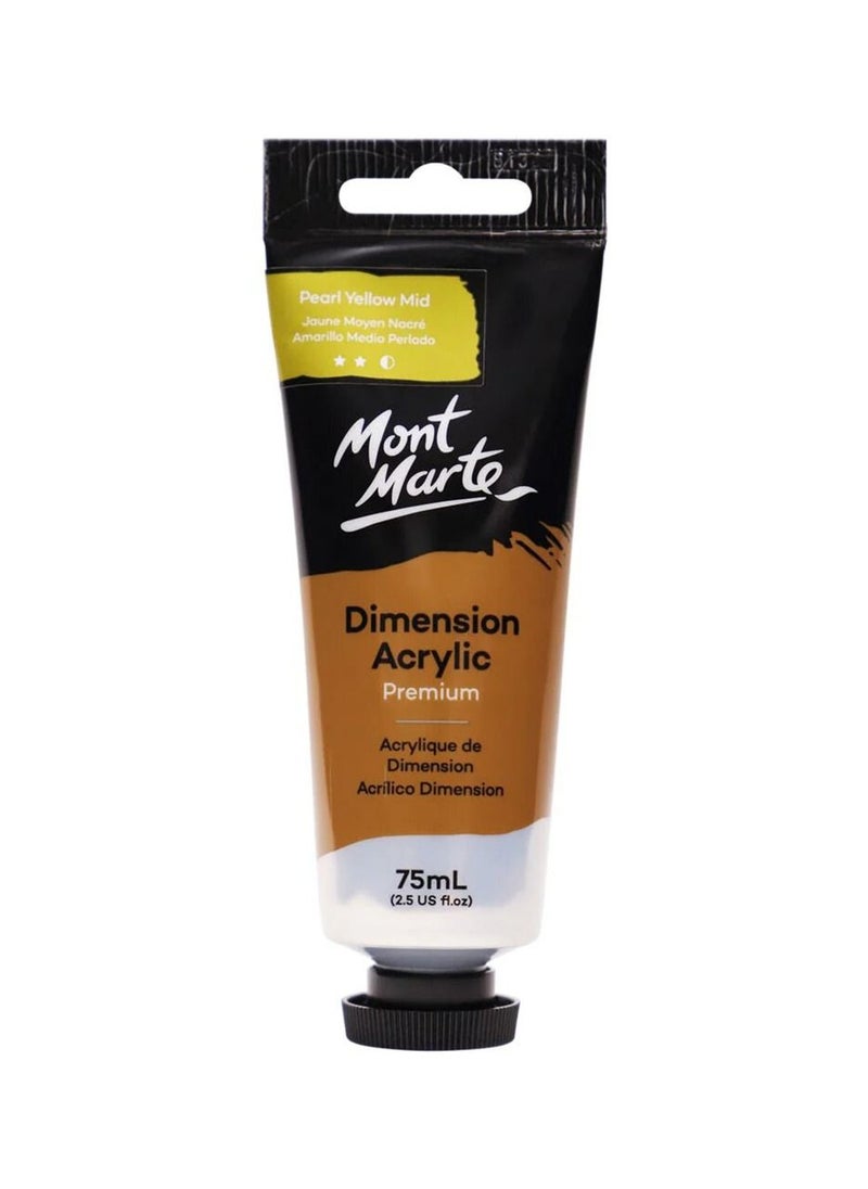 Mont Marte Mont Marte Dimension Acrylic Paint 75ml Tube - Pearl Yellow Mid PMDA0045 